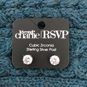 Cubic Zirconia and Sterling Silver Stud Earrings